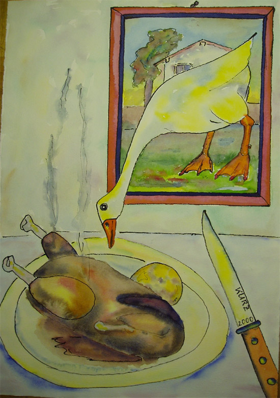 Collega, Aquarell ueber Tusche, 2000, 39 x 56 cm