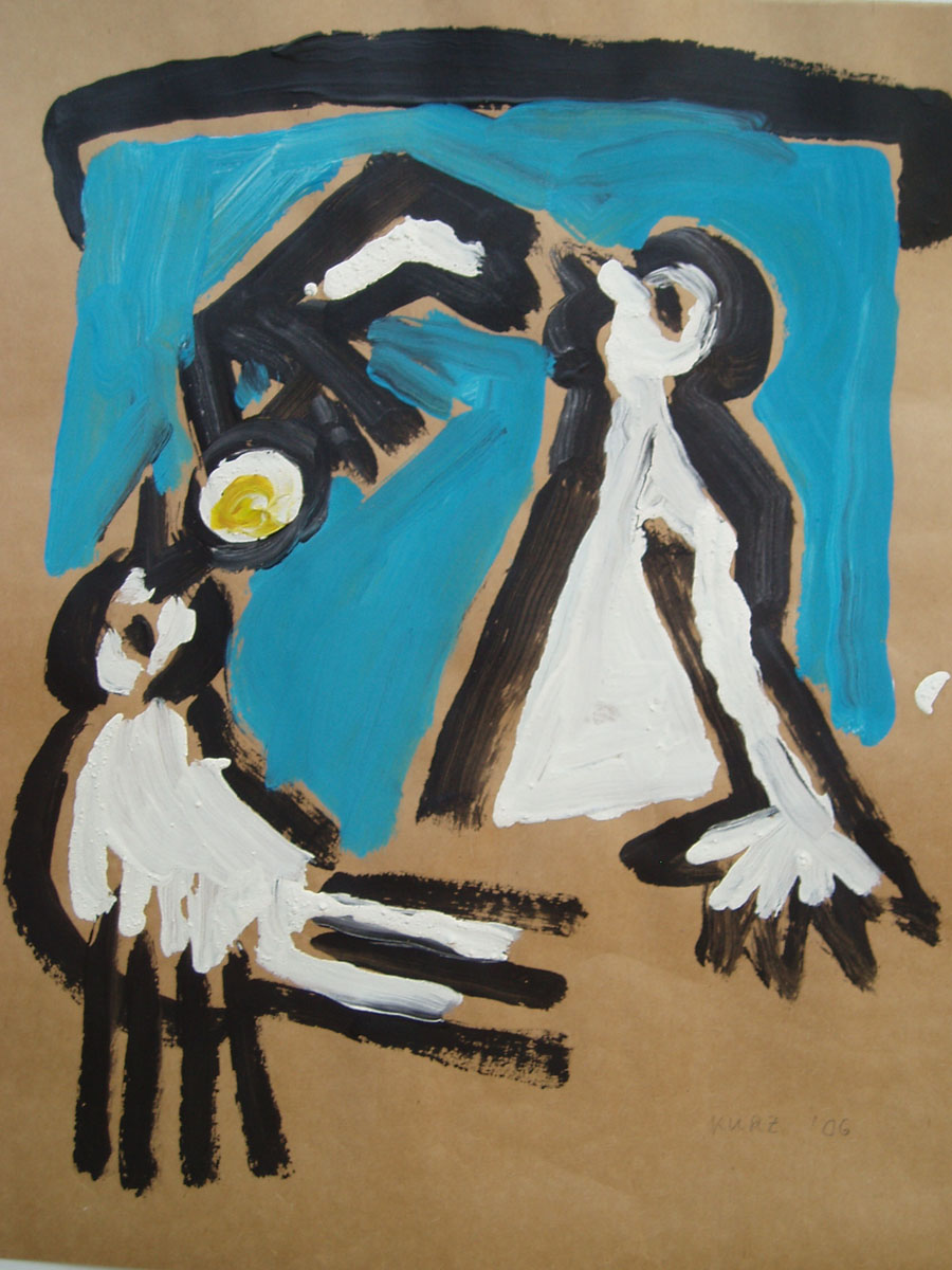 Mann-mit-Vogel-1-2006-Acryl-auf-Papier-40x50cm