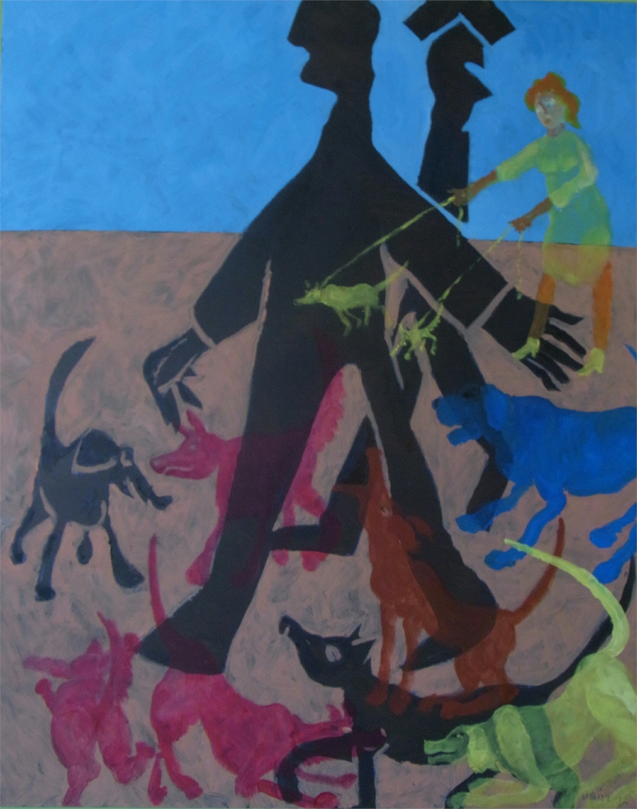 Hundetreff, 2014, Oel auf Cotton, 80x100cm