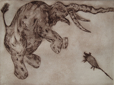 Maus und Elefant, 2007, Aquatinta, ca 40x25cm