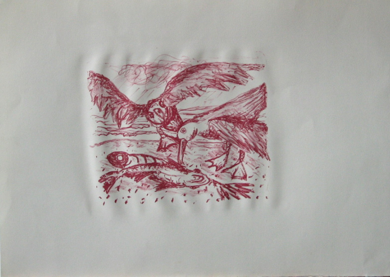Moewen, Lithographie, 2004, 50x37cm