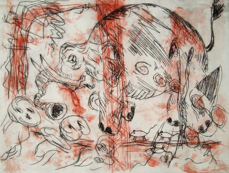 Zirkuselefant, 2008, Radierung, 70x50cm