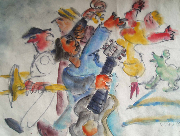 Abschied, Aquarell, Kreide 75x55cm, 2006