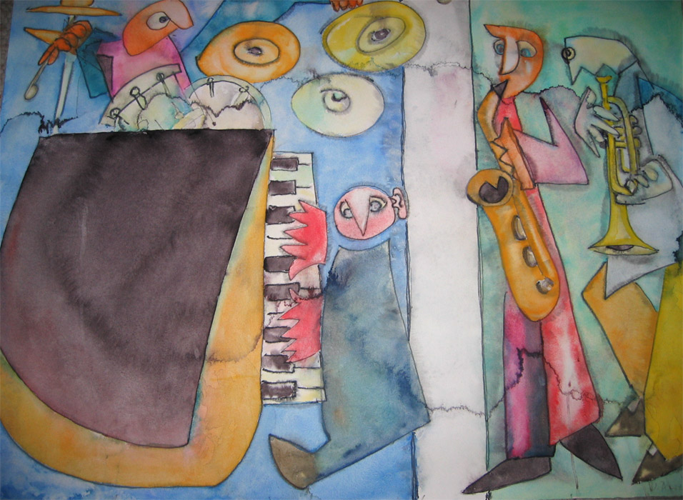 Der Fluegelmann, 2003 Aquarell 100x80cm