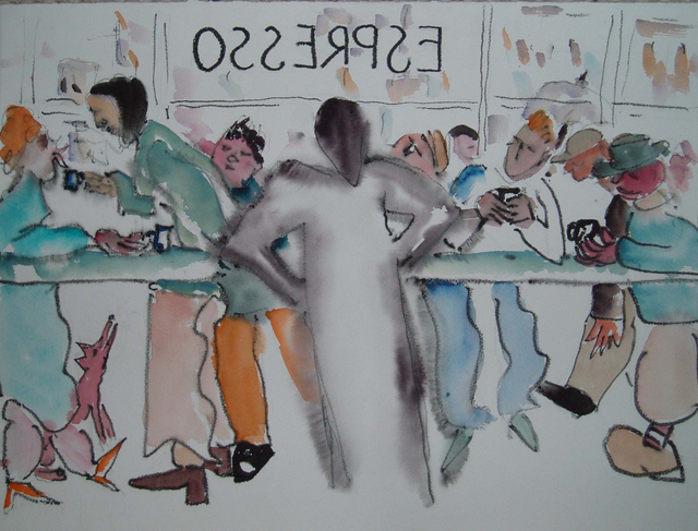 Espresso-Bar, 2006, Aquarell, ca.57x39cm