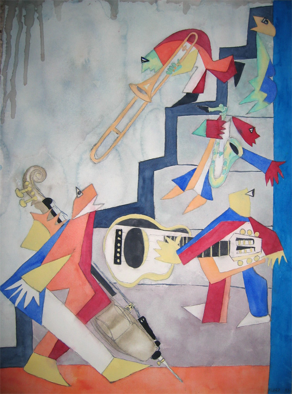 In den Jazzkeller,2003 Aquarell 60x80cm