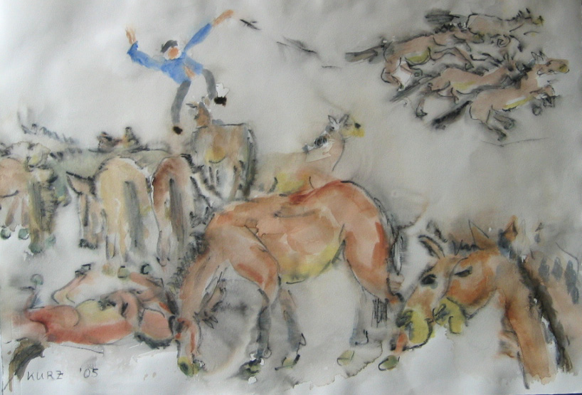 Pferde-Aquarell-2005-80x55cm