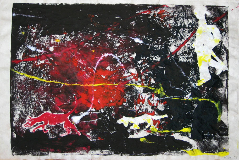 Streifzug, Monotypie, 2005, 67x45cm