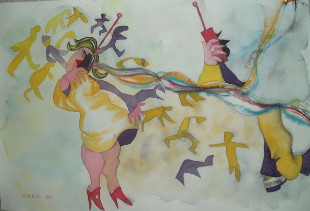 Tele-2004-Aquarell-u.-Kreide-a.-Papier-80x60