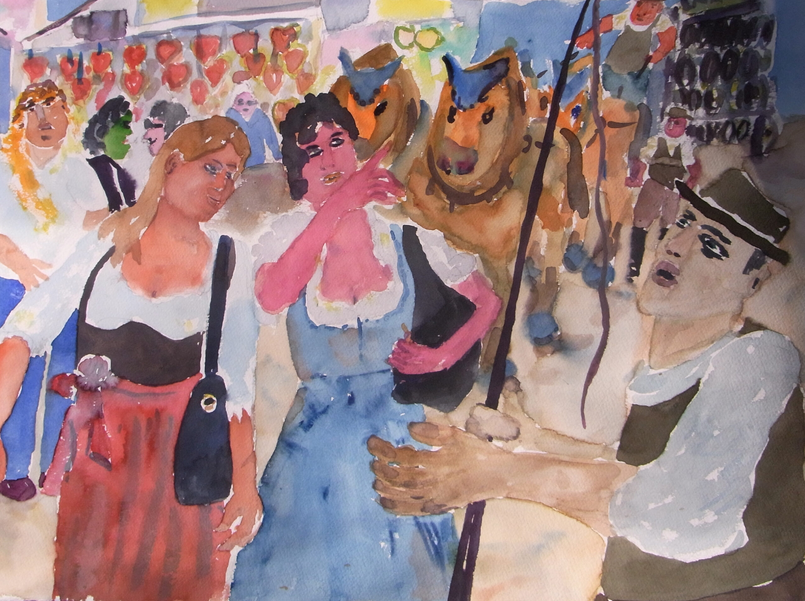 Volker Kurz, Oktoberfest 15, 2010, Aquarell 60x40cm