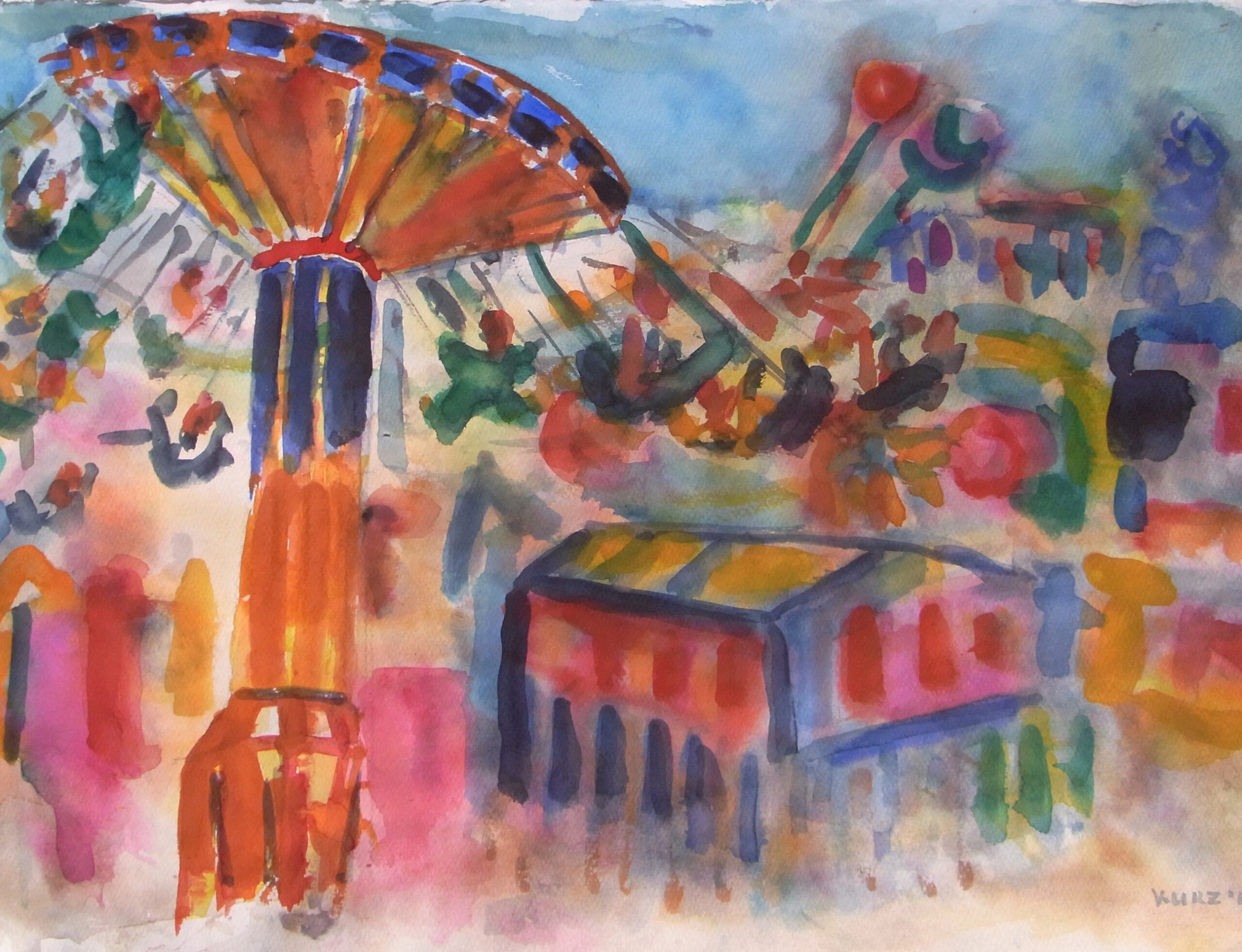 Volker Kurz, Oktoberfest 19, 2010, Aquarell 60x40cm