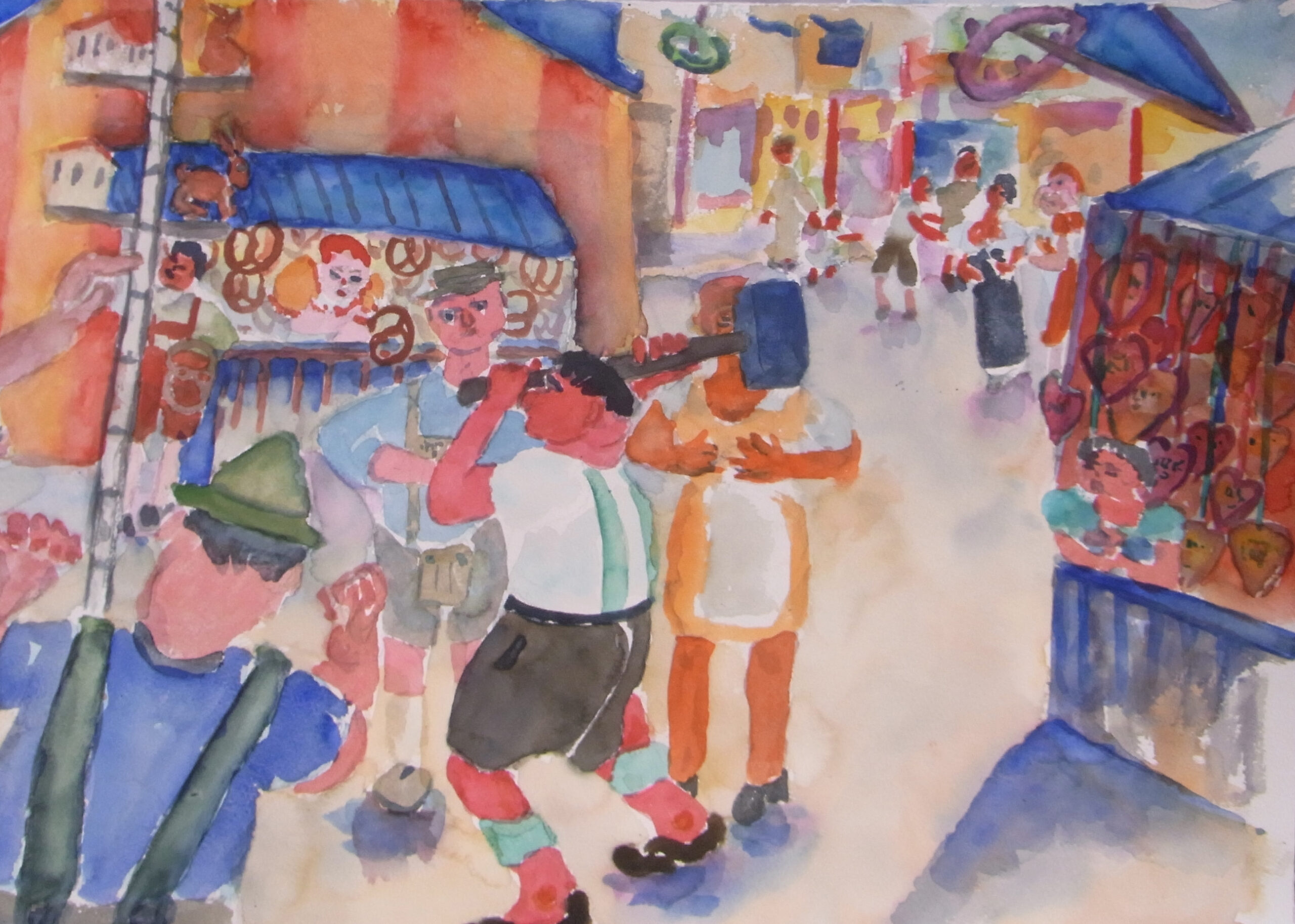 Volker Kurz, Oktoberfest 7, 2010, Aquarell, 60x40