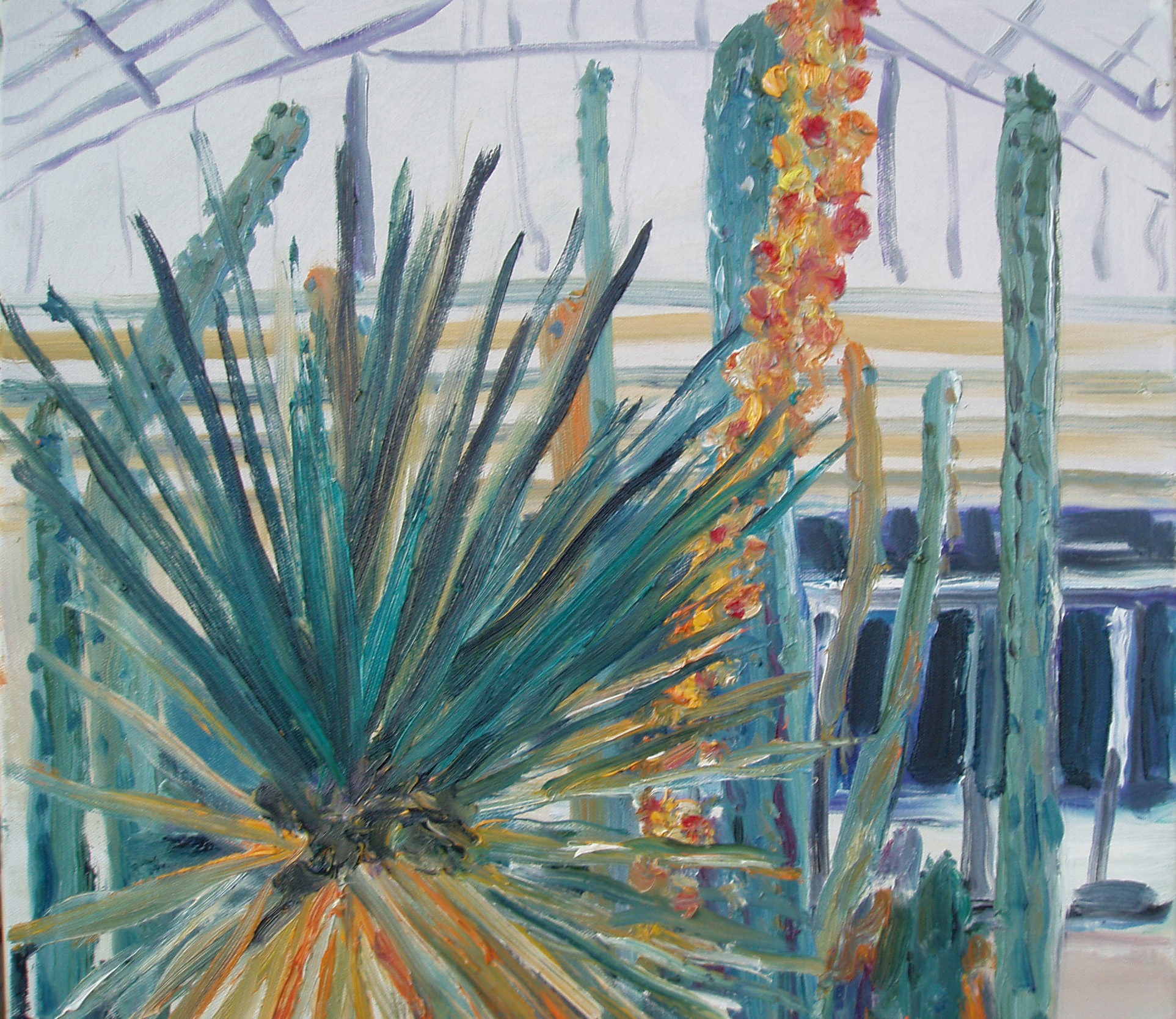 Botanischer Garten-Gewaechshaus 19, 2009, oel, 50x50cm