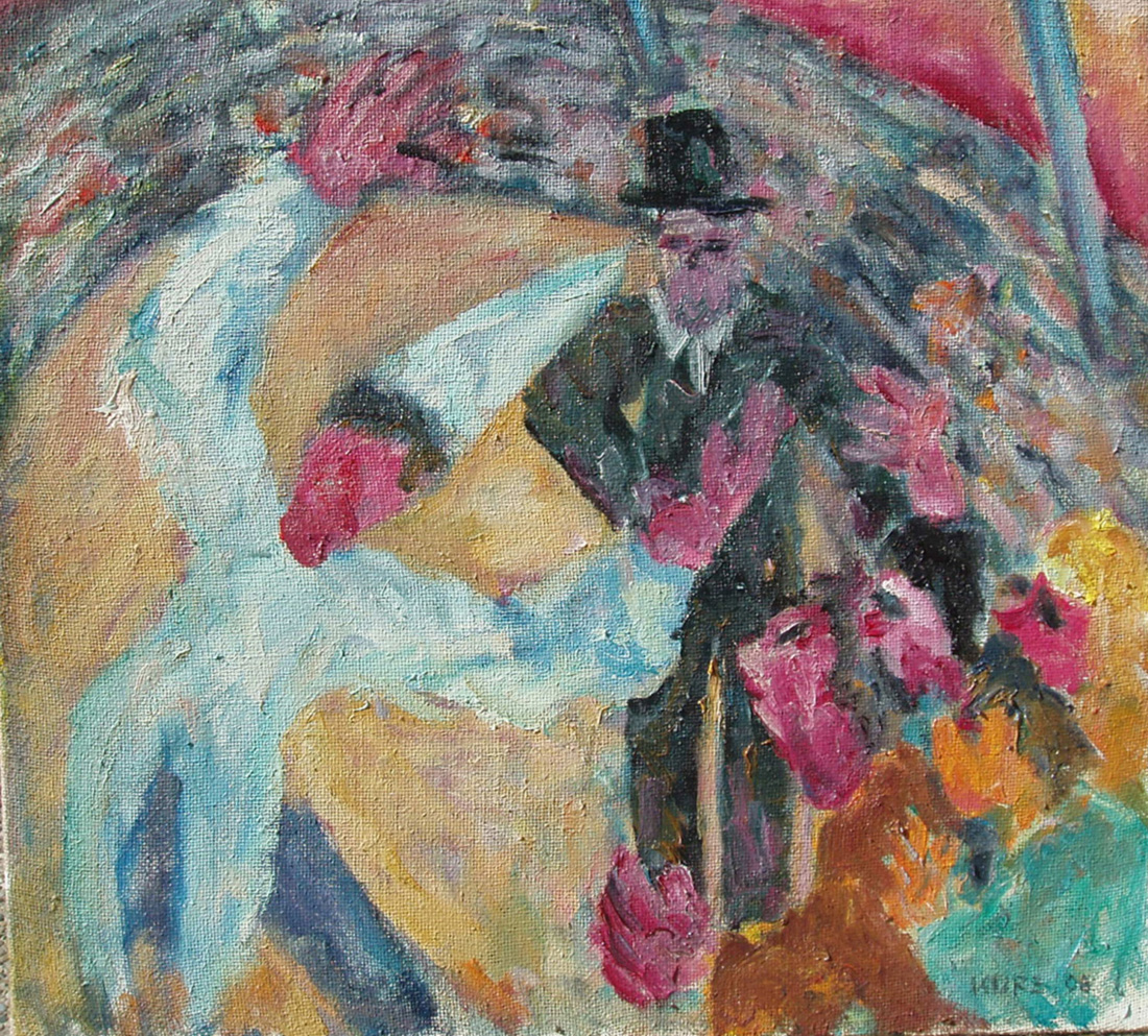 In der Manege, 2008, oel auf Jute, 80x80cm