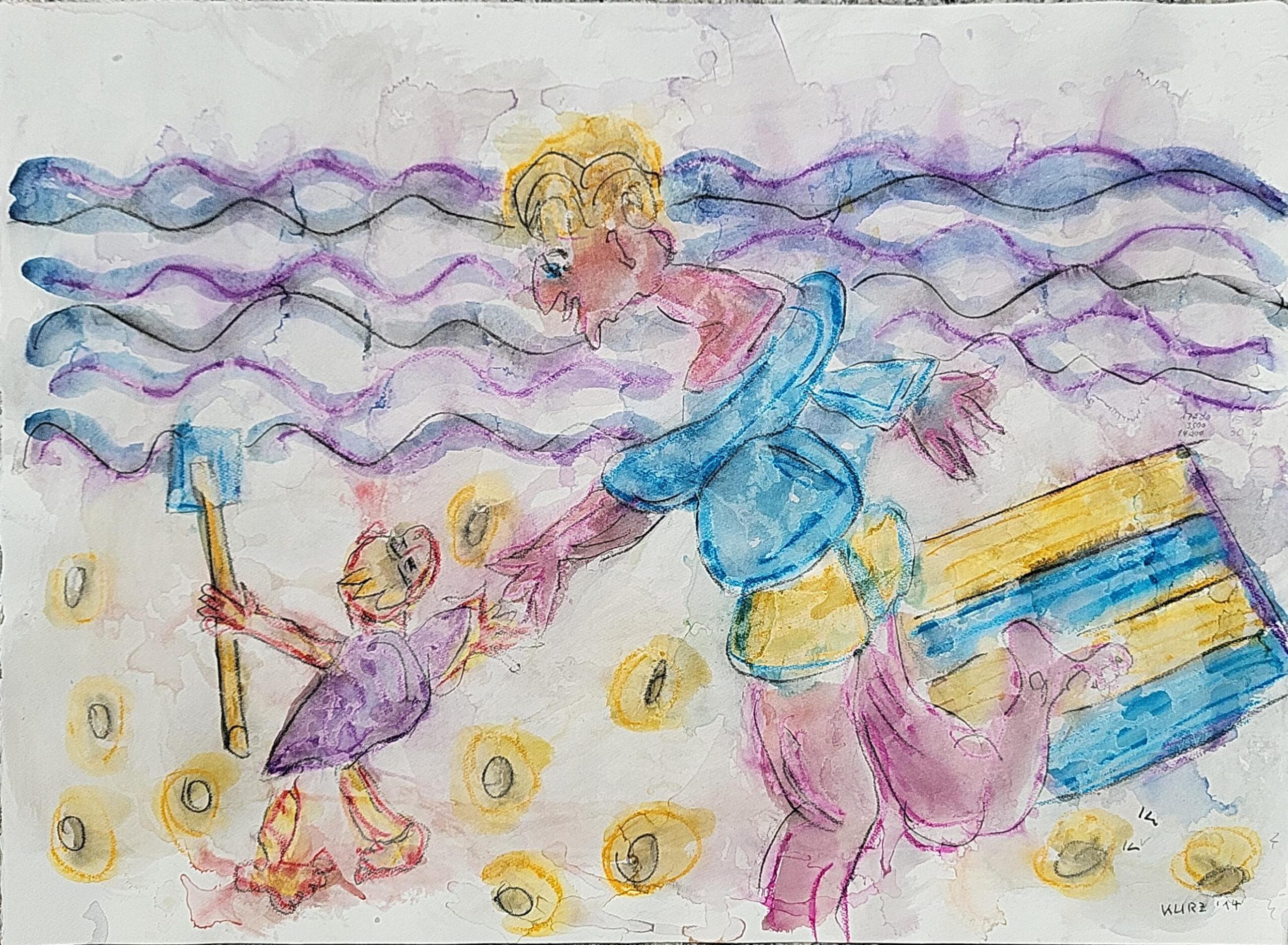 'Sommer', Aquarell mit Wachs Malkreide, 76x56 cm, 2014