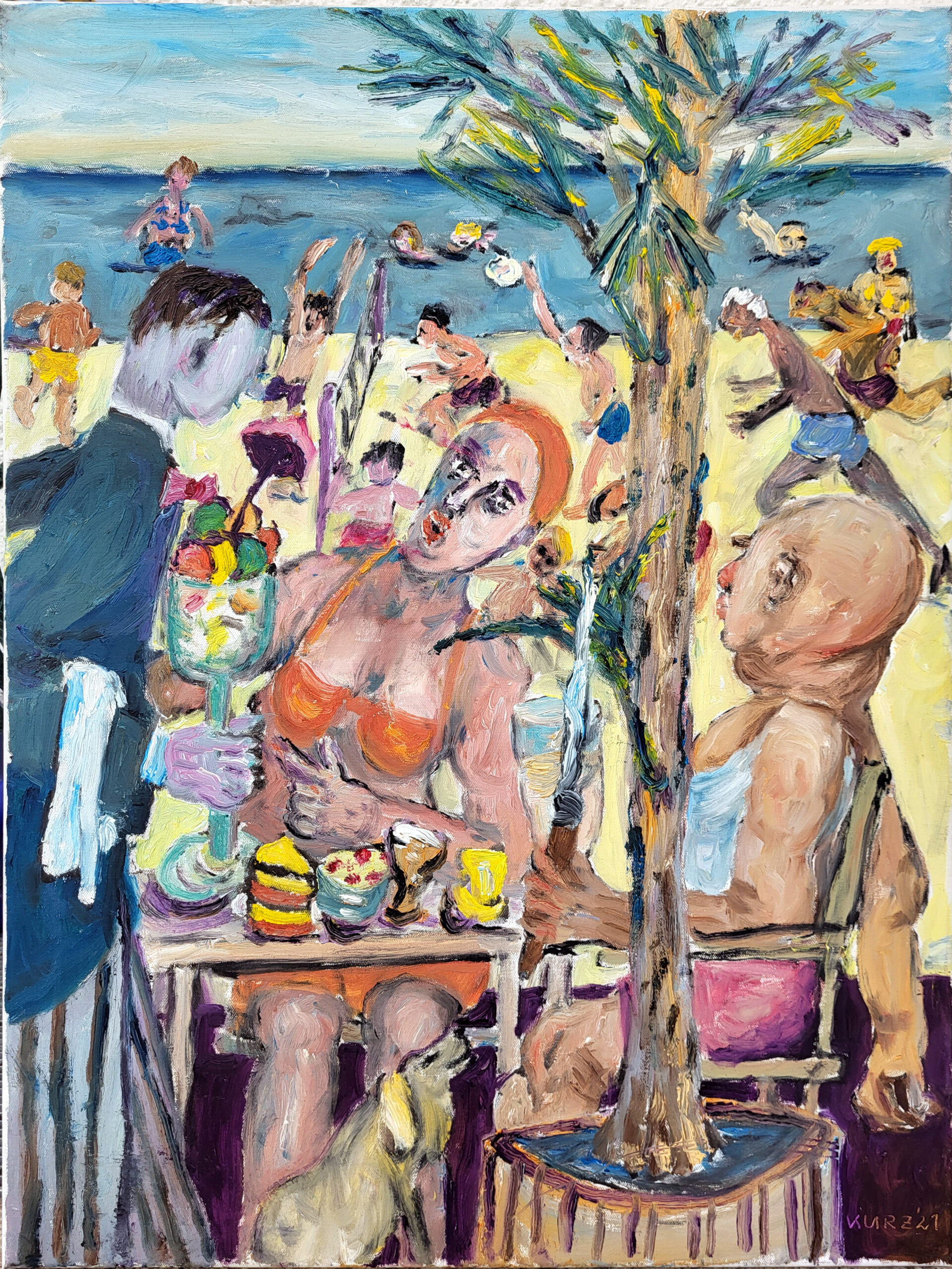 Beachtime, Öl auf Cotton, 60x80cm, 2021