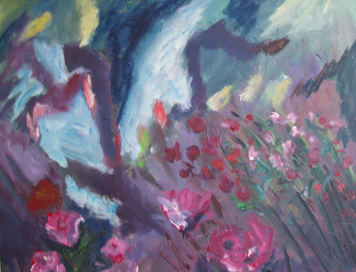 Rosengarten, 2006, Oel-Leinwand, 80 x 60 cm