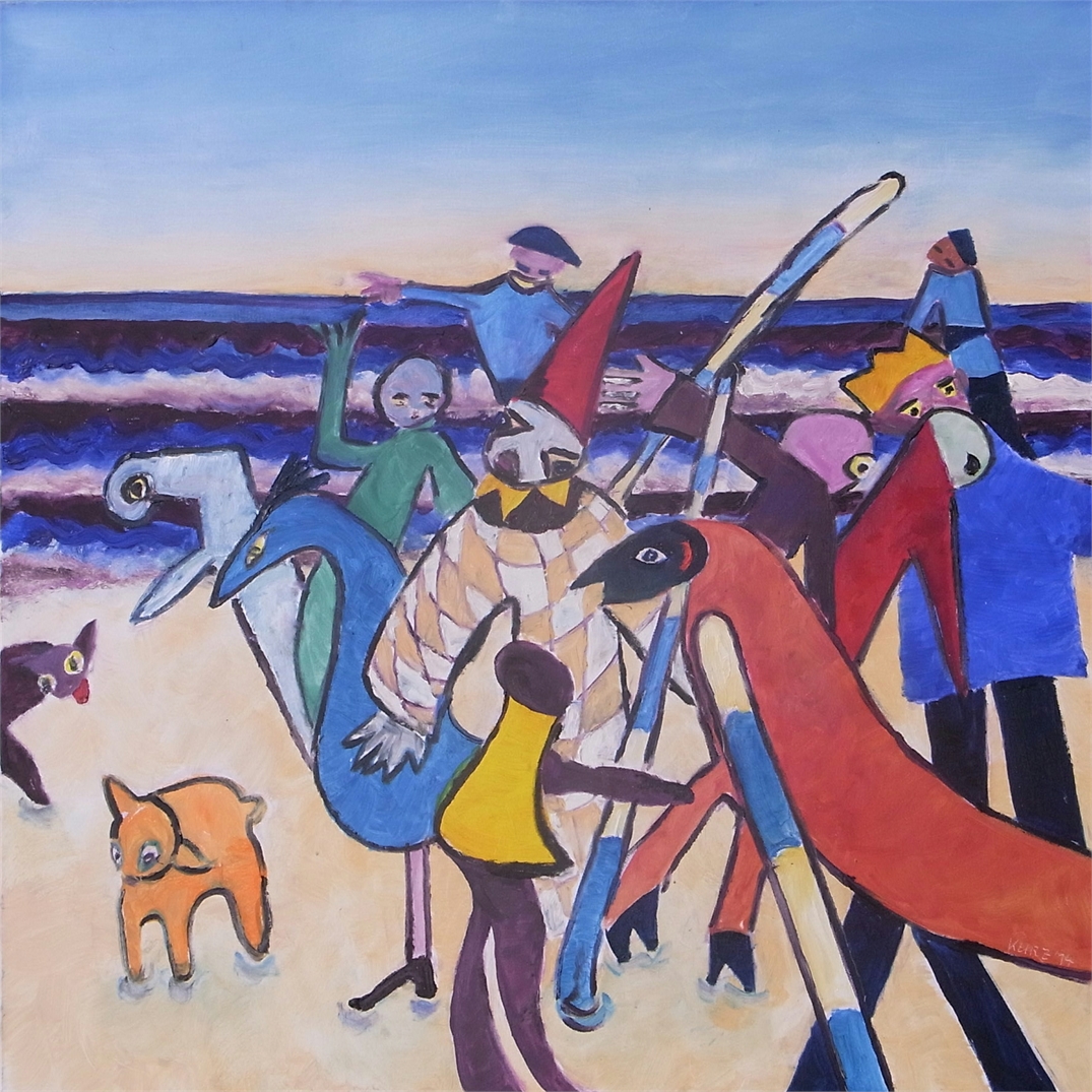 Strandgesellschaft, 2014, Oel auf Cotton, 80x80cm