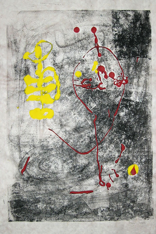 Trompeter1, Monotypie, 2005, 50x75cm