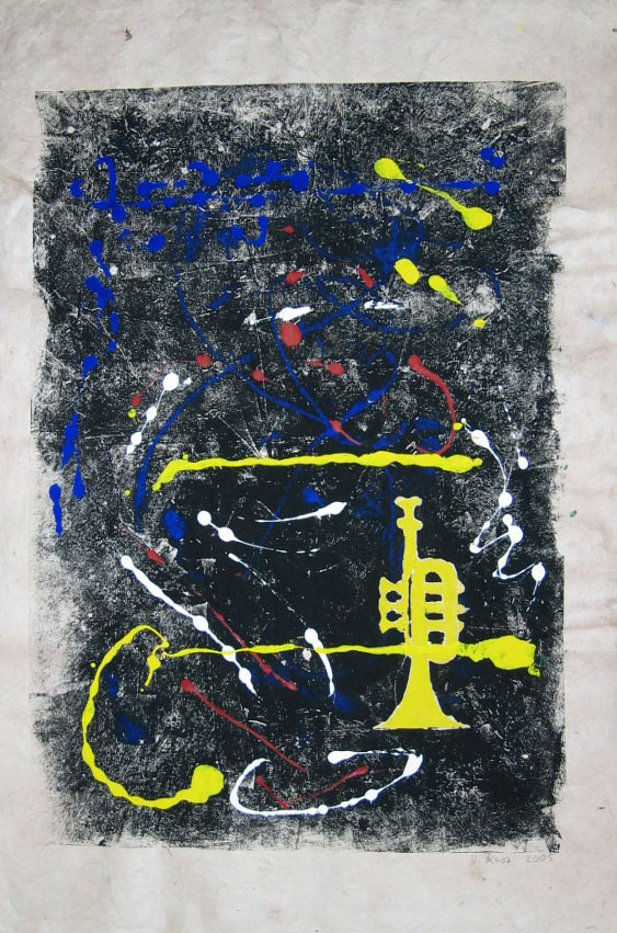 Trompeter2, Monotypie, 2005, 50x75cm